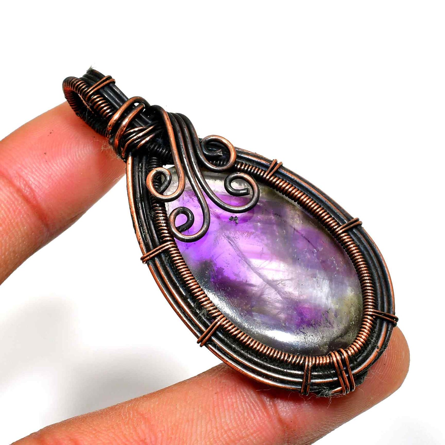 Ezra’s Veil – Mystic Amethyst & Copper Pendant