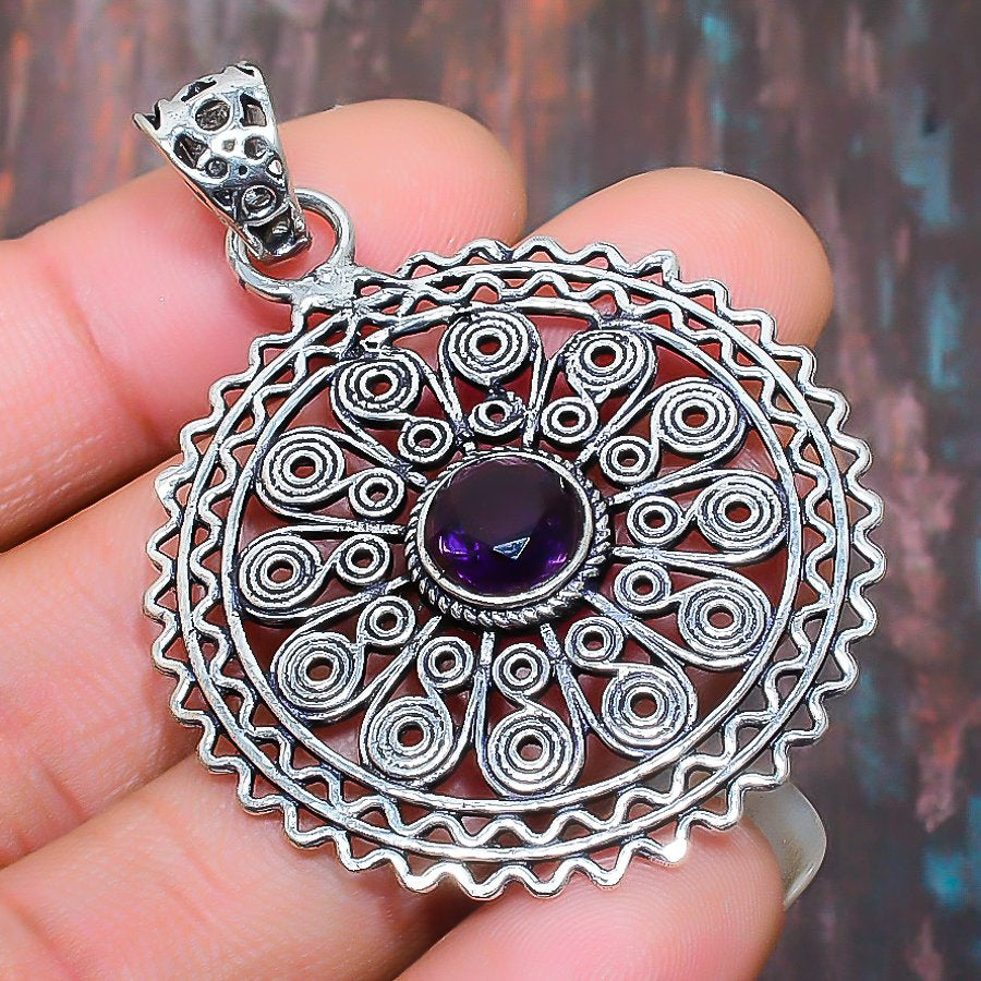 Luna’s Harmony – Silver Filigree Amethyst Pendant