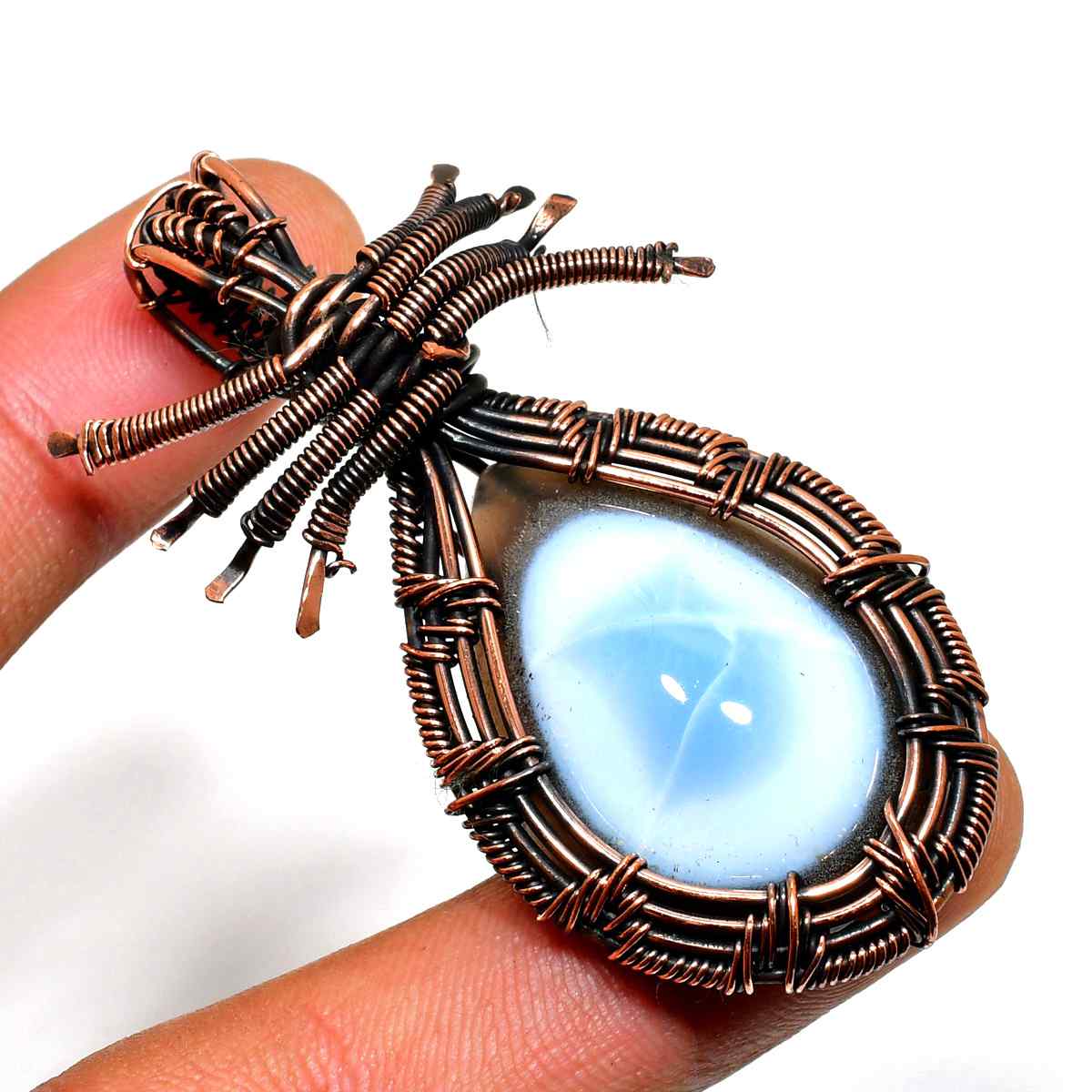 Luna’s Veil – Copper Wrapped Moonstone Pendant