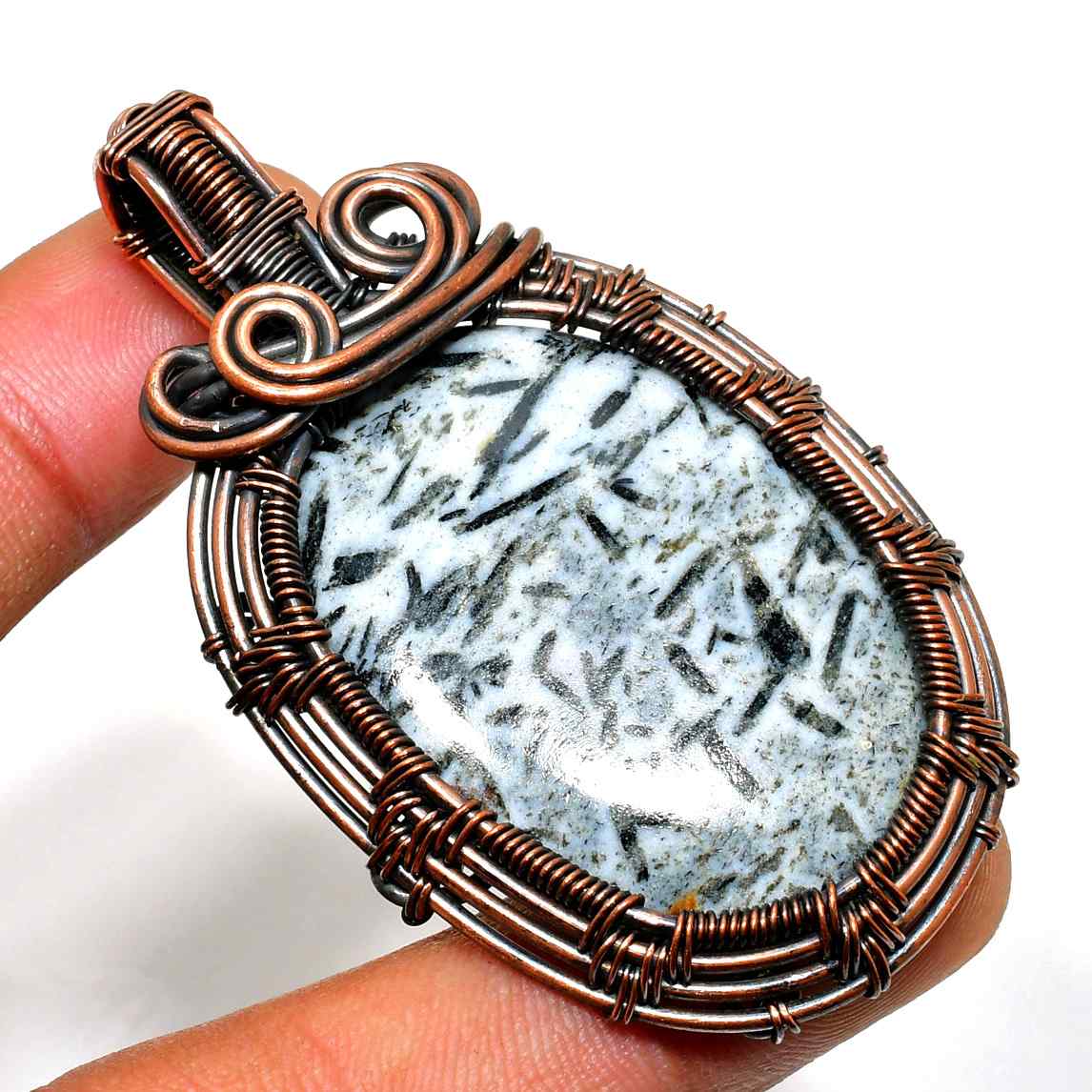 Luna’s Veil – Amethyst & Oxidized Copper Pendant