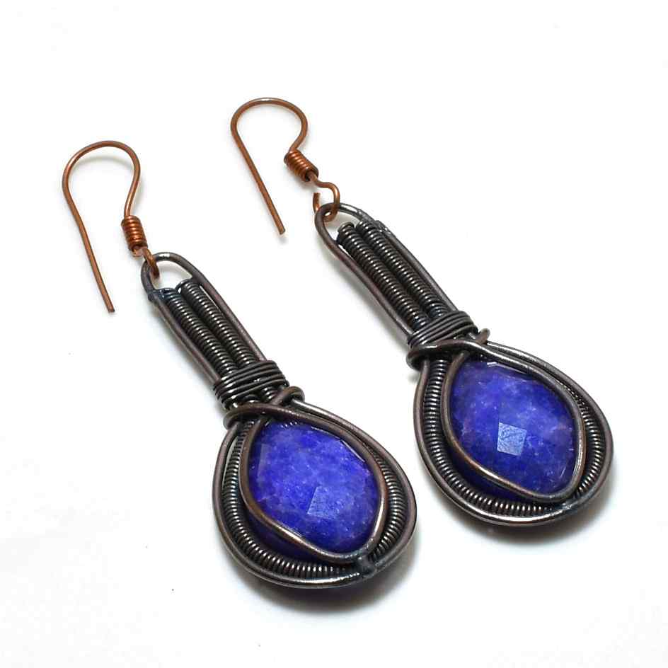 Azure Insight – Copper-Wrapped Lapis Lazuli Earrings