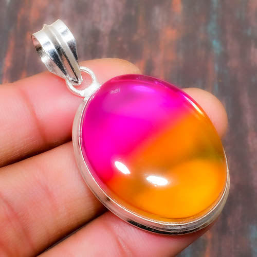 Sunset Glow – Orange Pink Agate Pendant