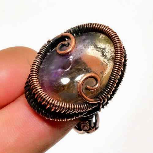 Ezra’s Veil – Handwrapped Amethyst & Oxidized Copper Pendant
