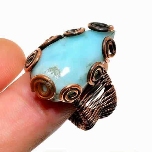 Serene Sky – Copper-Wrapped Turquoise Ring
