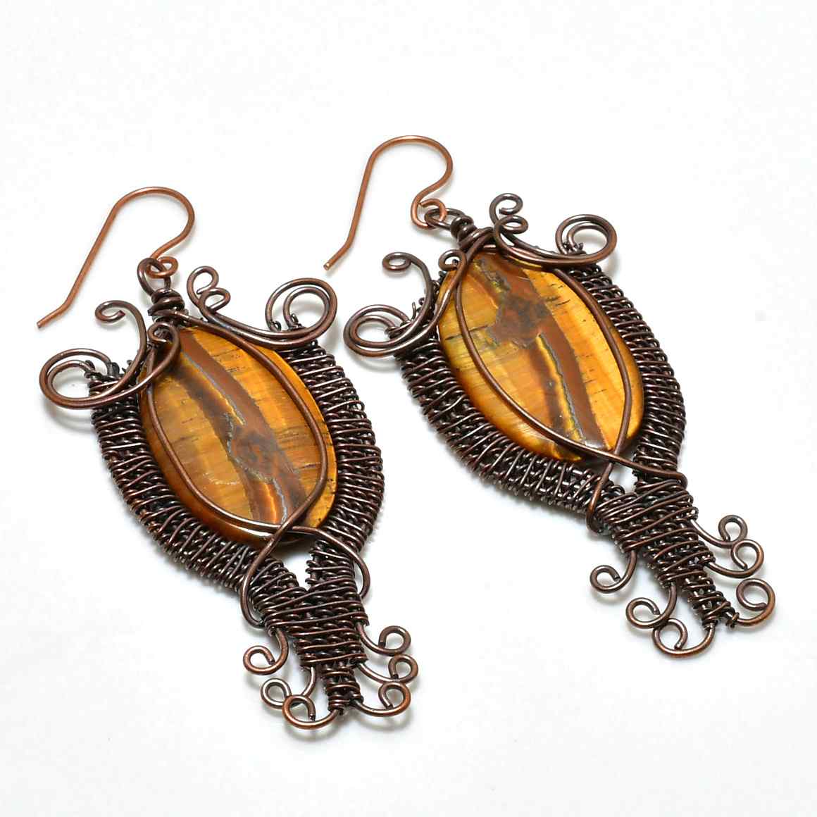 Terra’s Embrace – Tiger’s Eye & Copper Earrings