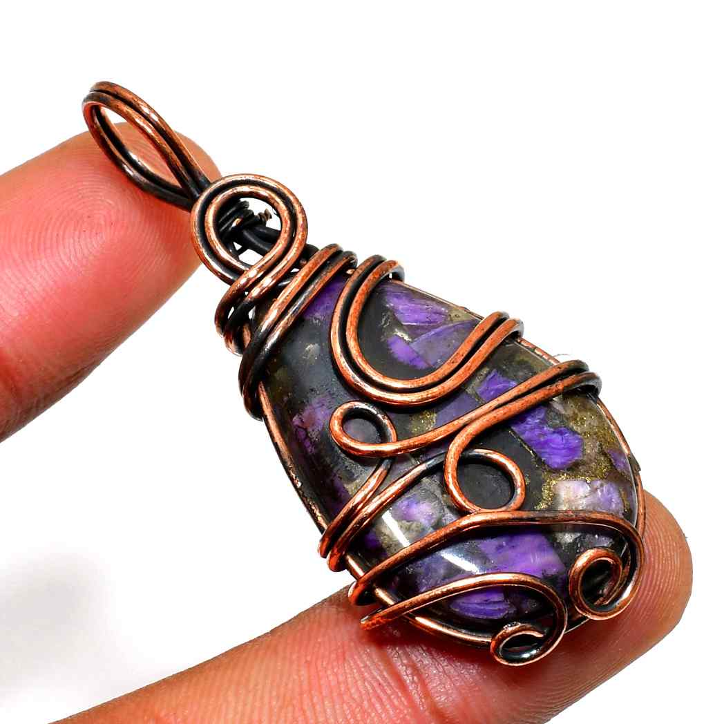 Ezra’s Veil – Amethyst & Copper Wire Pendant