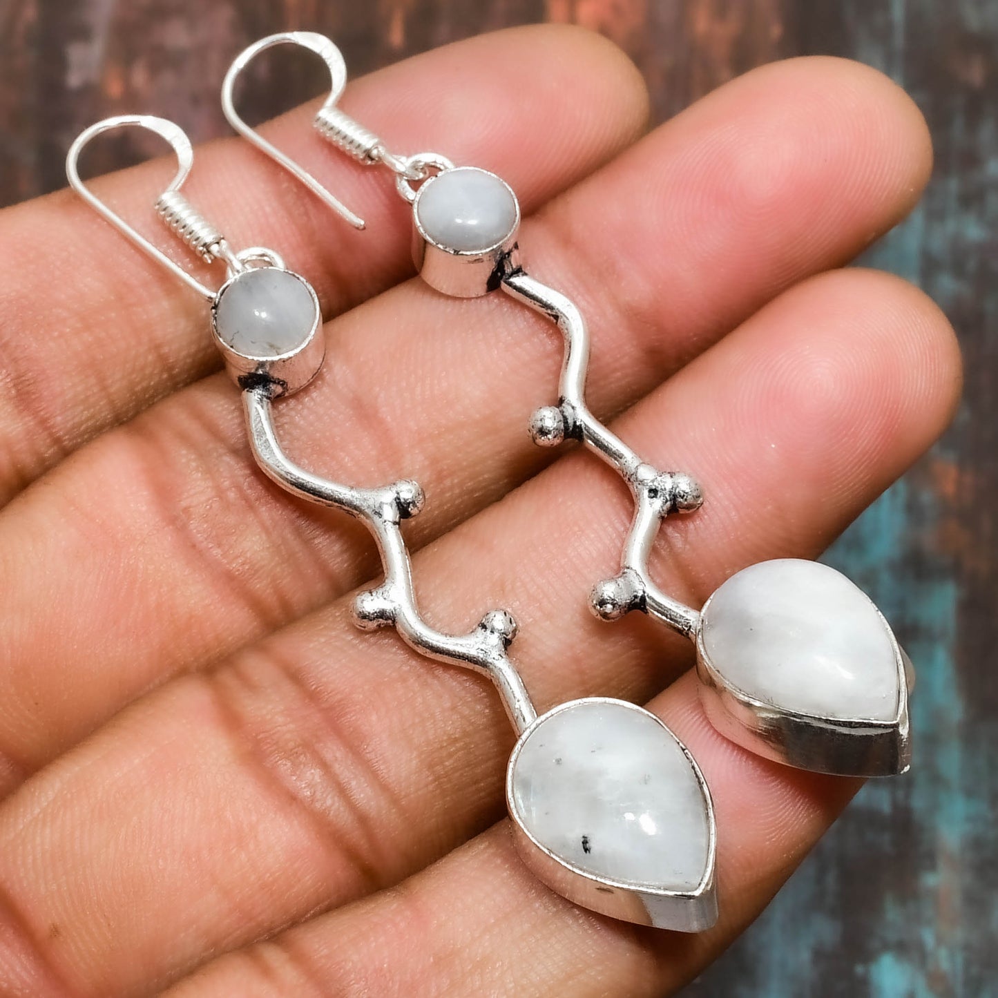 Luna Cascade – Sterling Silver Moonstone Earrings