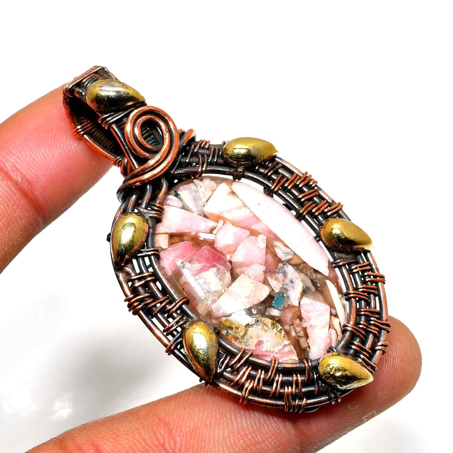 Aurora’s Embrace – Antique Bronze Pink Opal Pendant