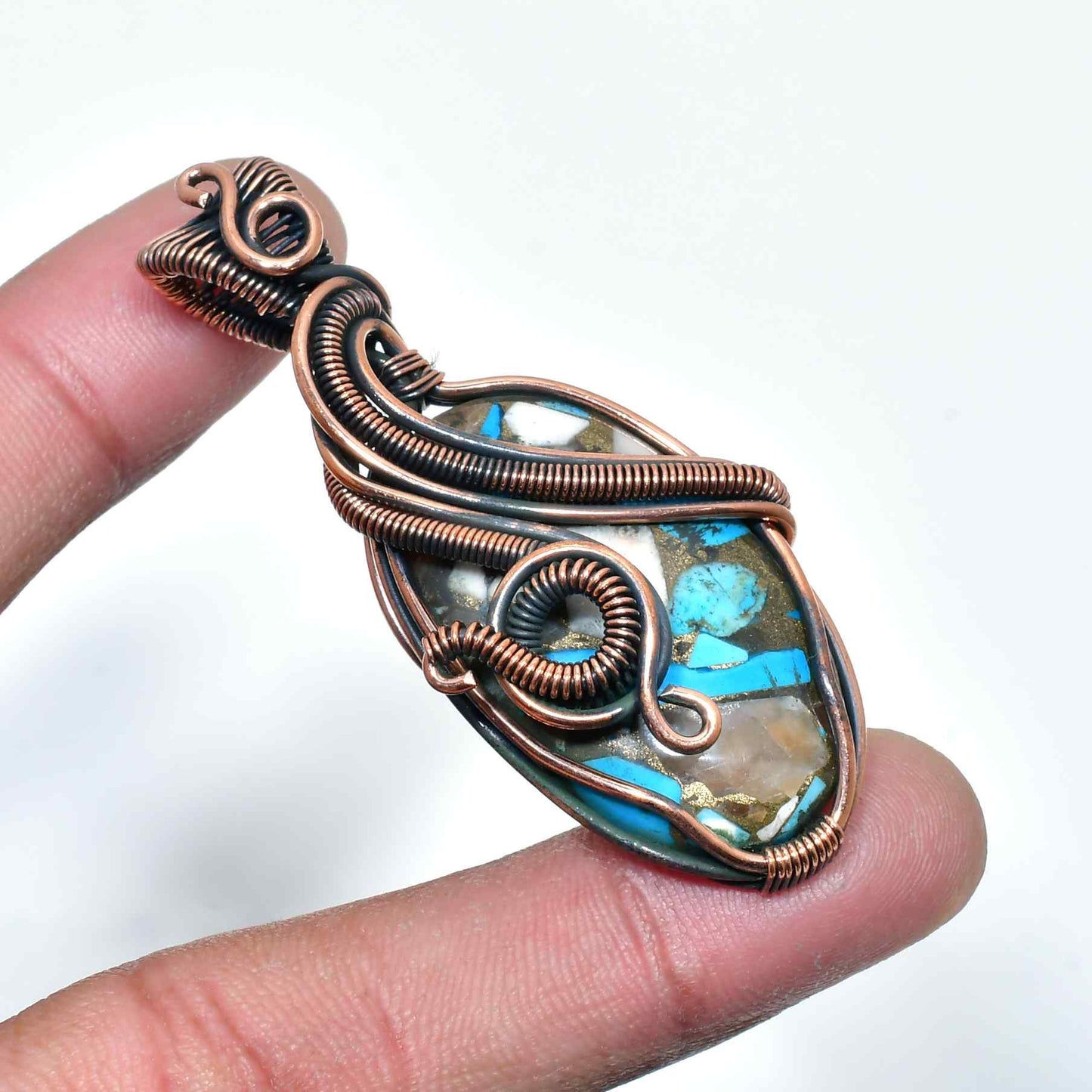 Turquoise Tranquility – Copper Wire Wrapped Pendant
