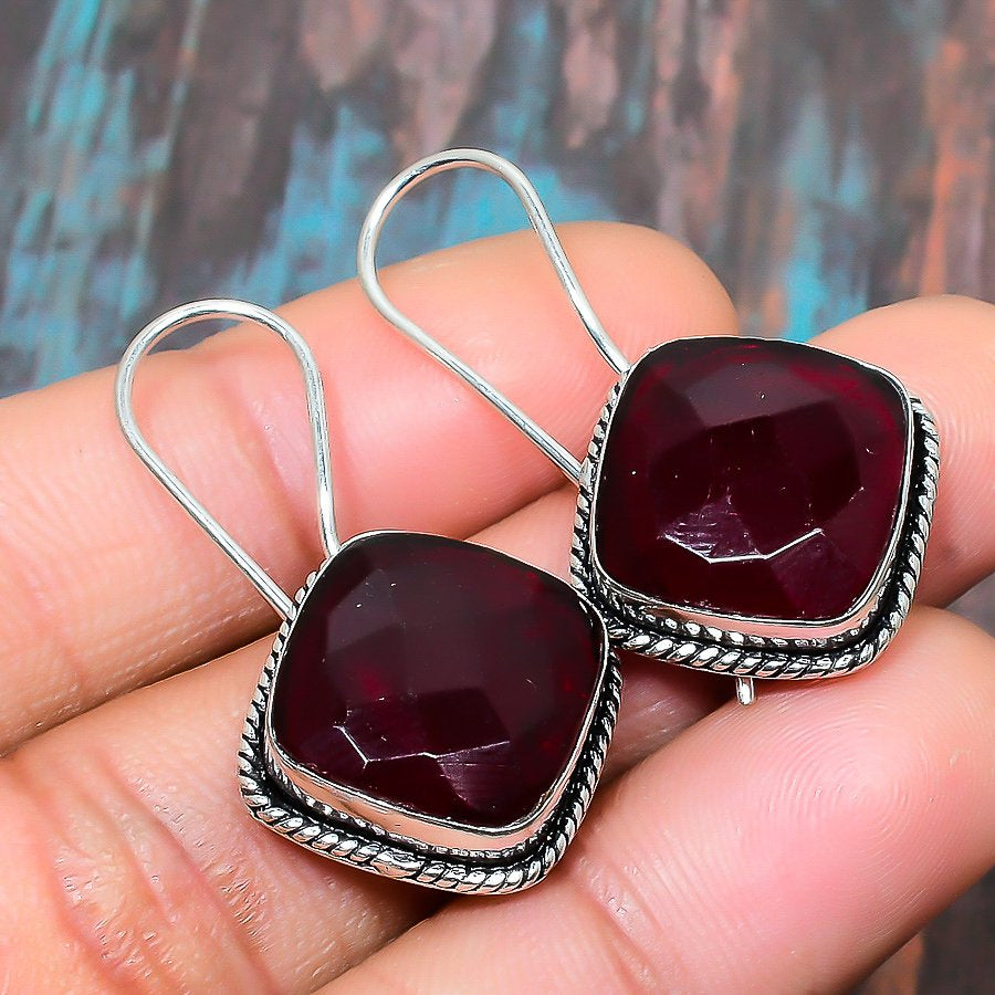 Ember’s Embrace – Ruby Silver Earrings