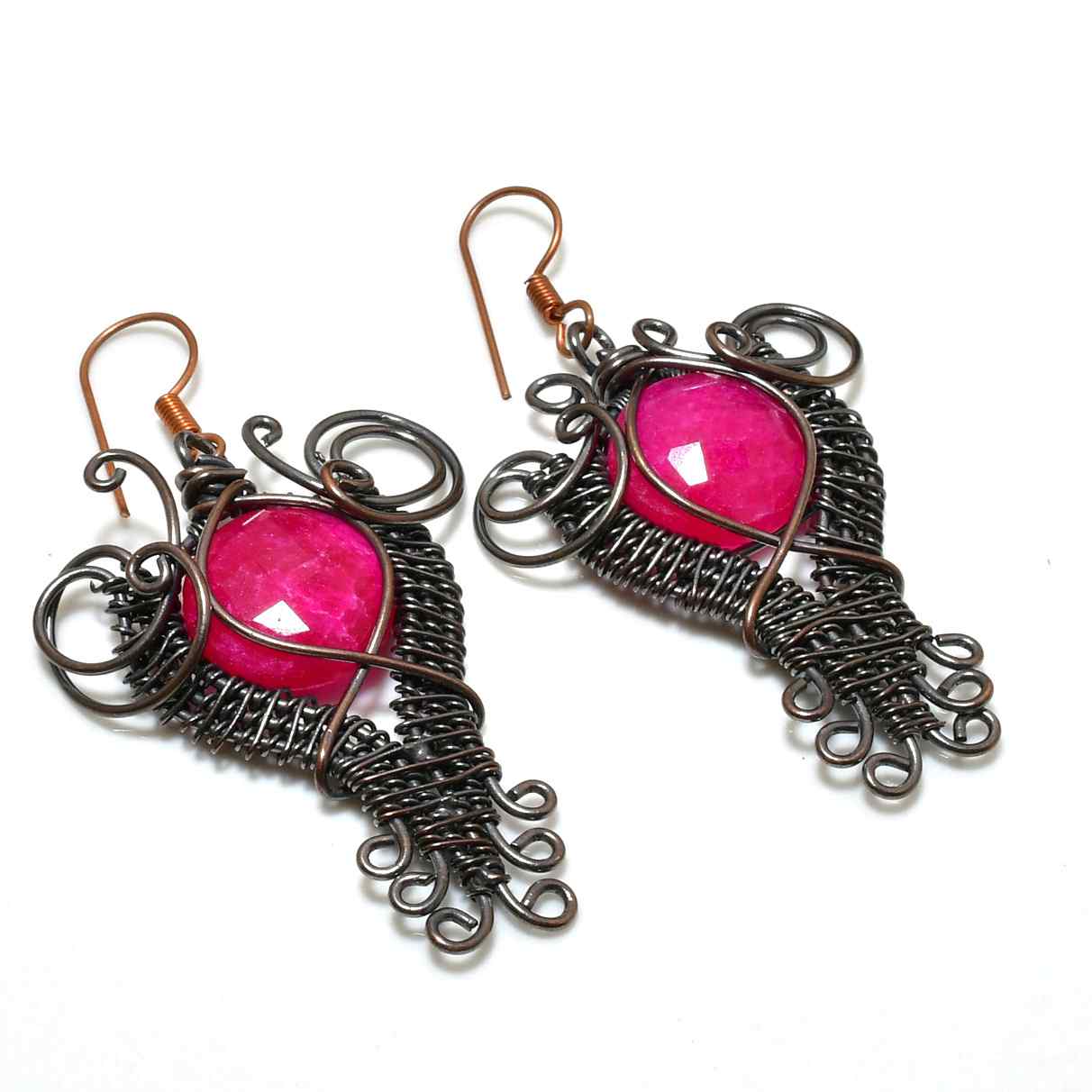Lucent Blush – Ruby & Copper Earrings