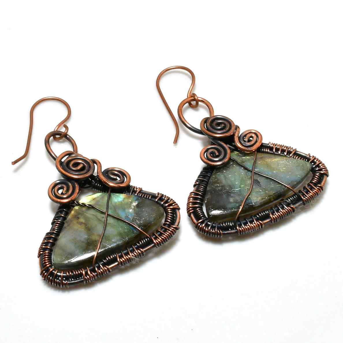 Lunar Daze – Labradorite Copper Earrings