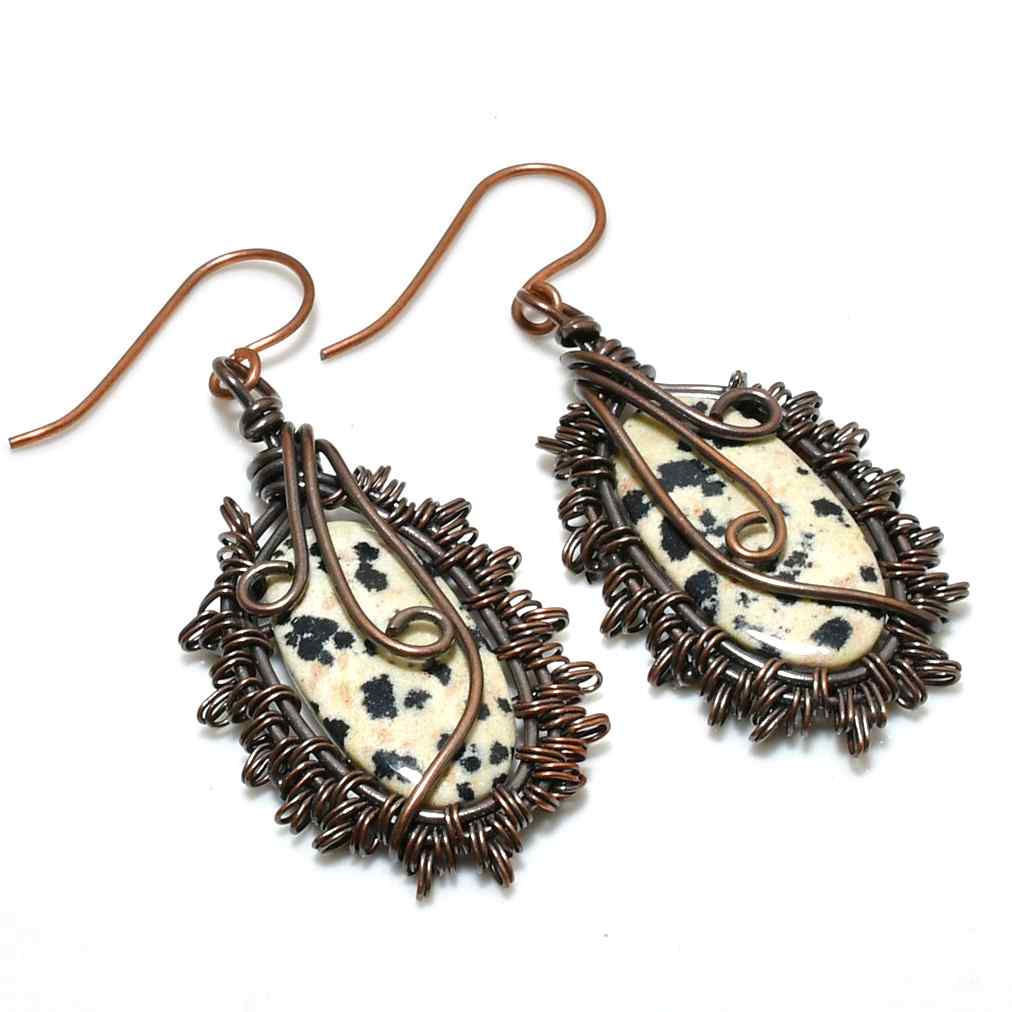 Playful Dots – Dalmatian Jasper Copper Earrings