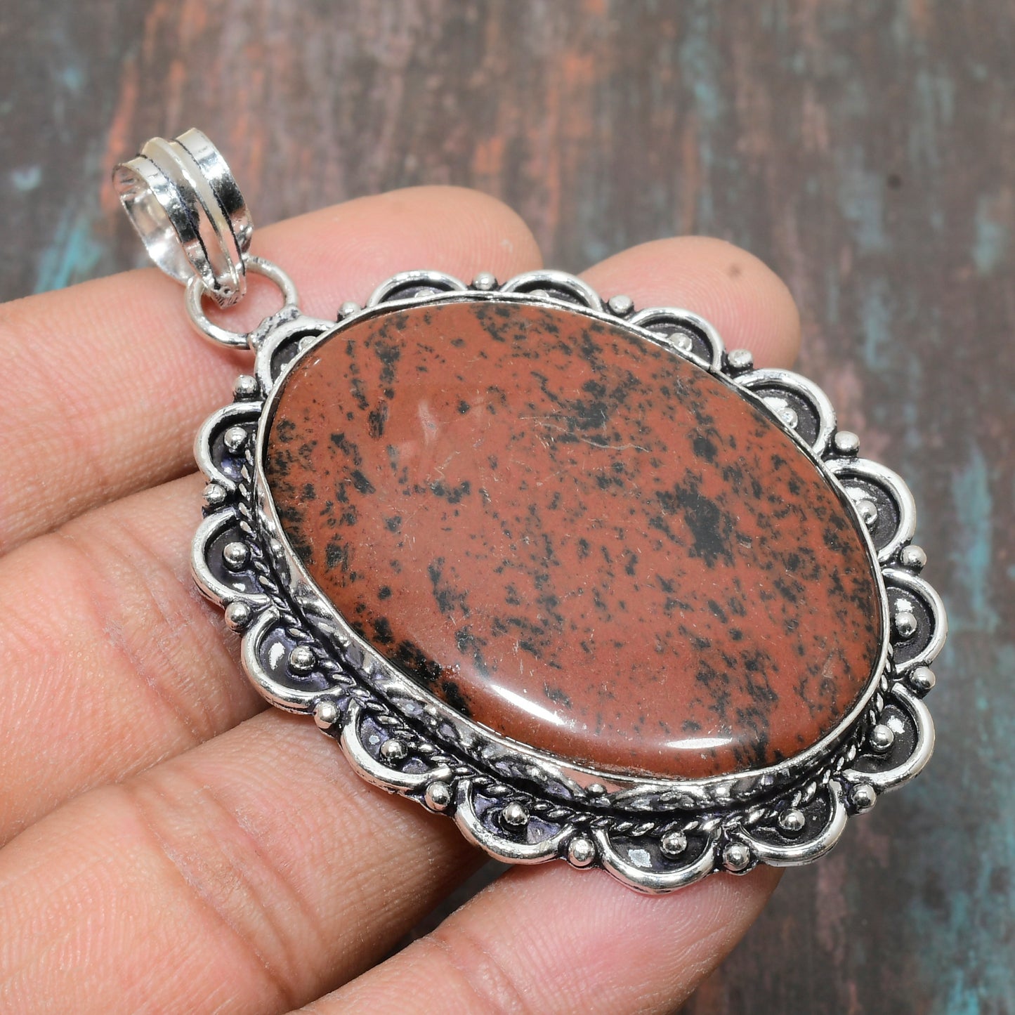 Ember’s Balance – Red Jasper Silver Pendant