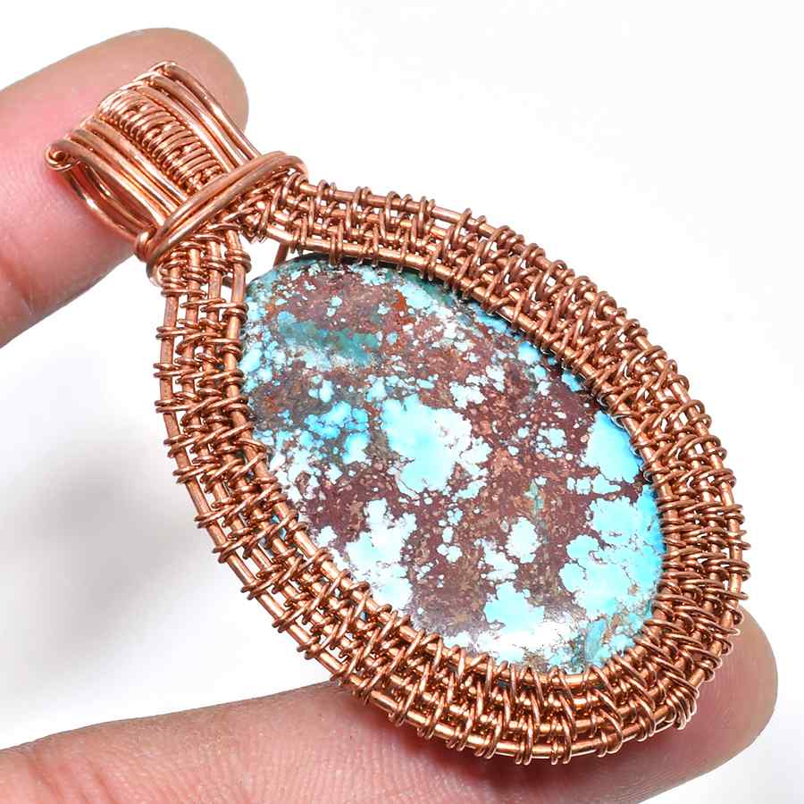 Gaia’s Embrace – Turquoise & Copper Pendant