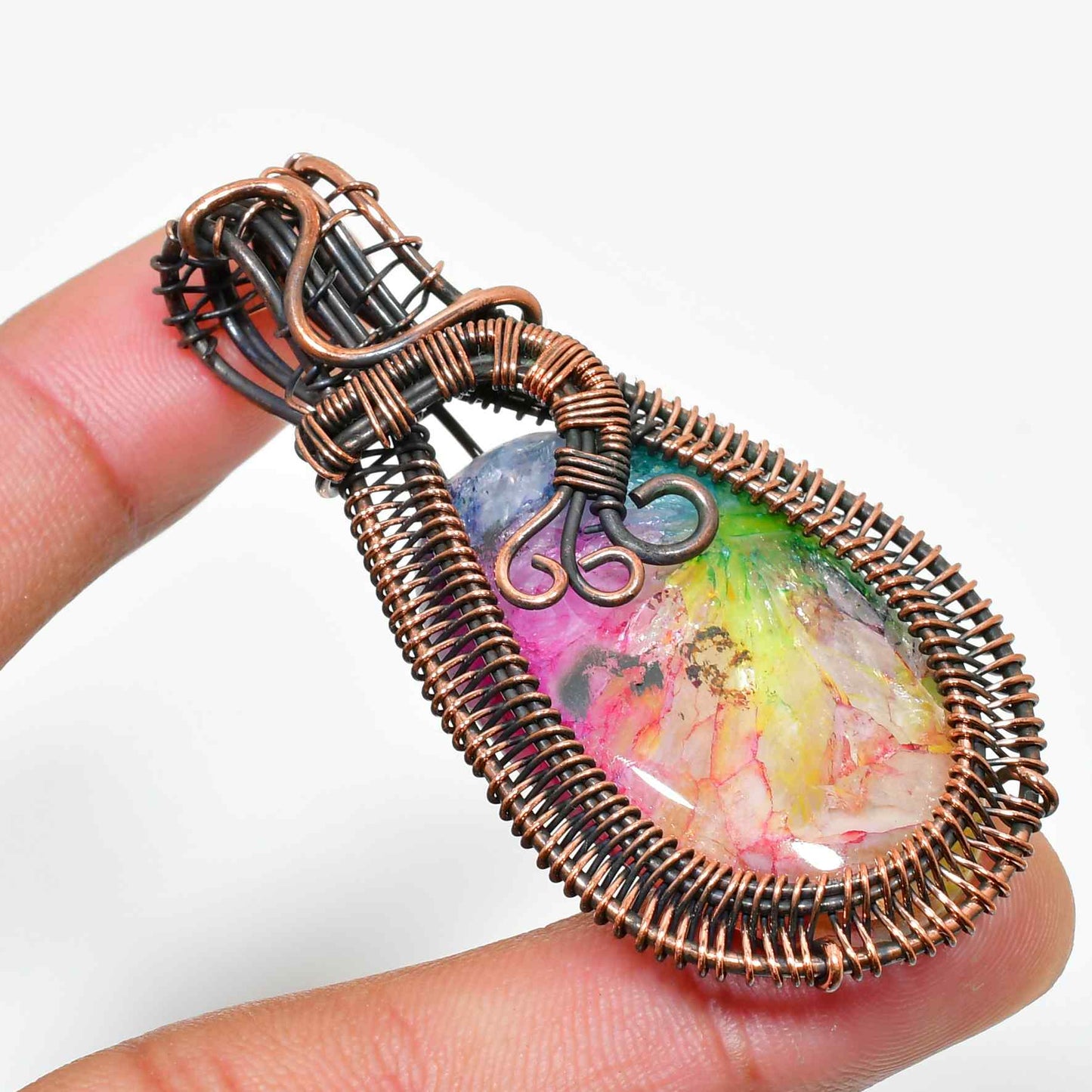 Celestial Aura – Amethyst Quartz Copper Pendant