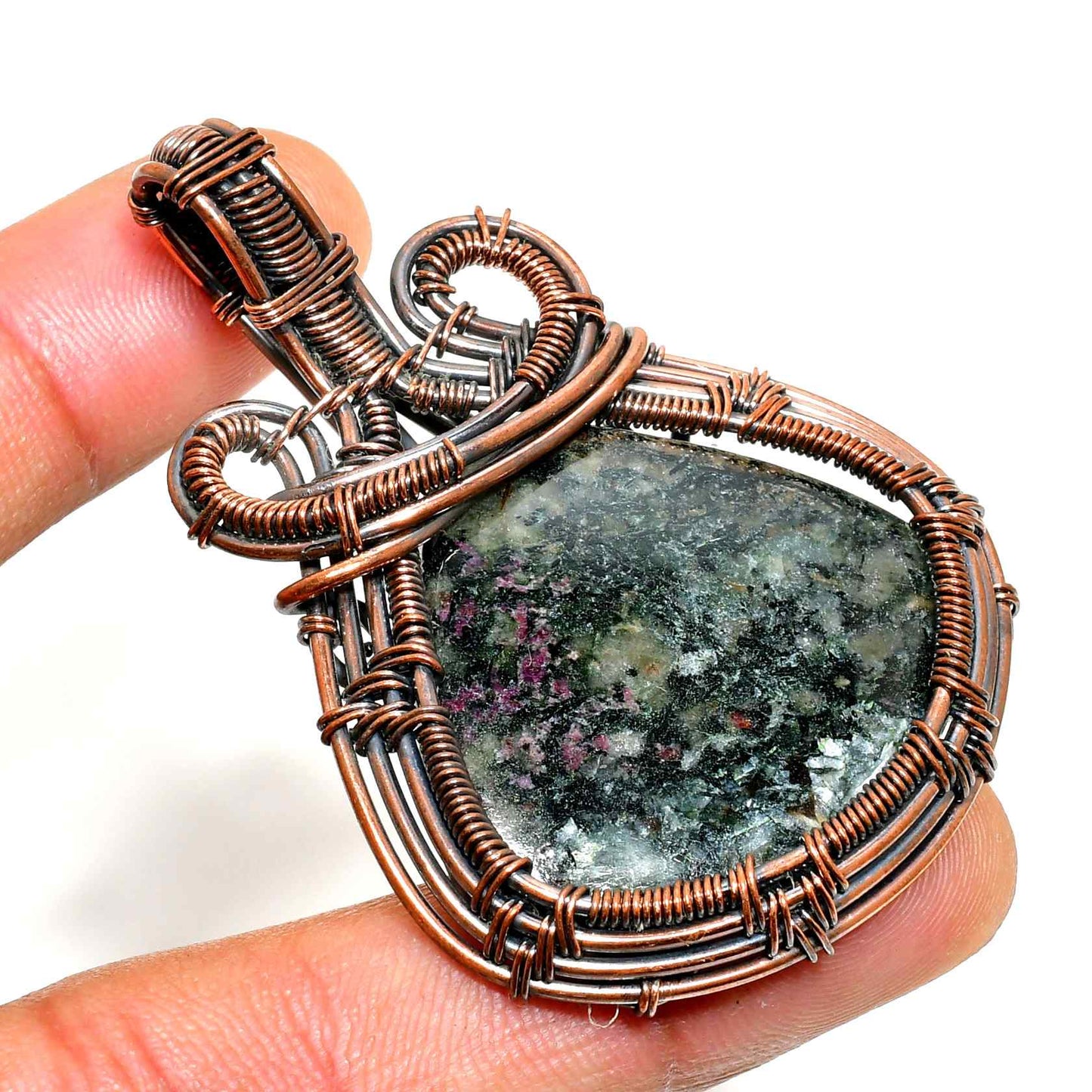 Ezra’s Veil – Handcrafted Amethyst & Oxidized Copper Pendant