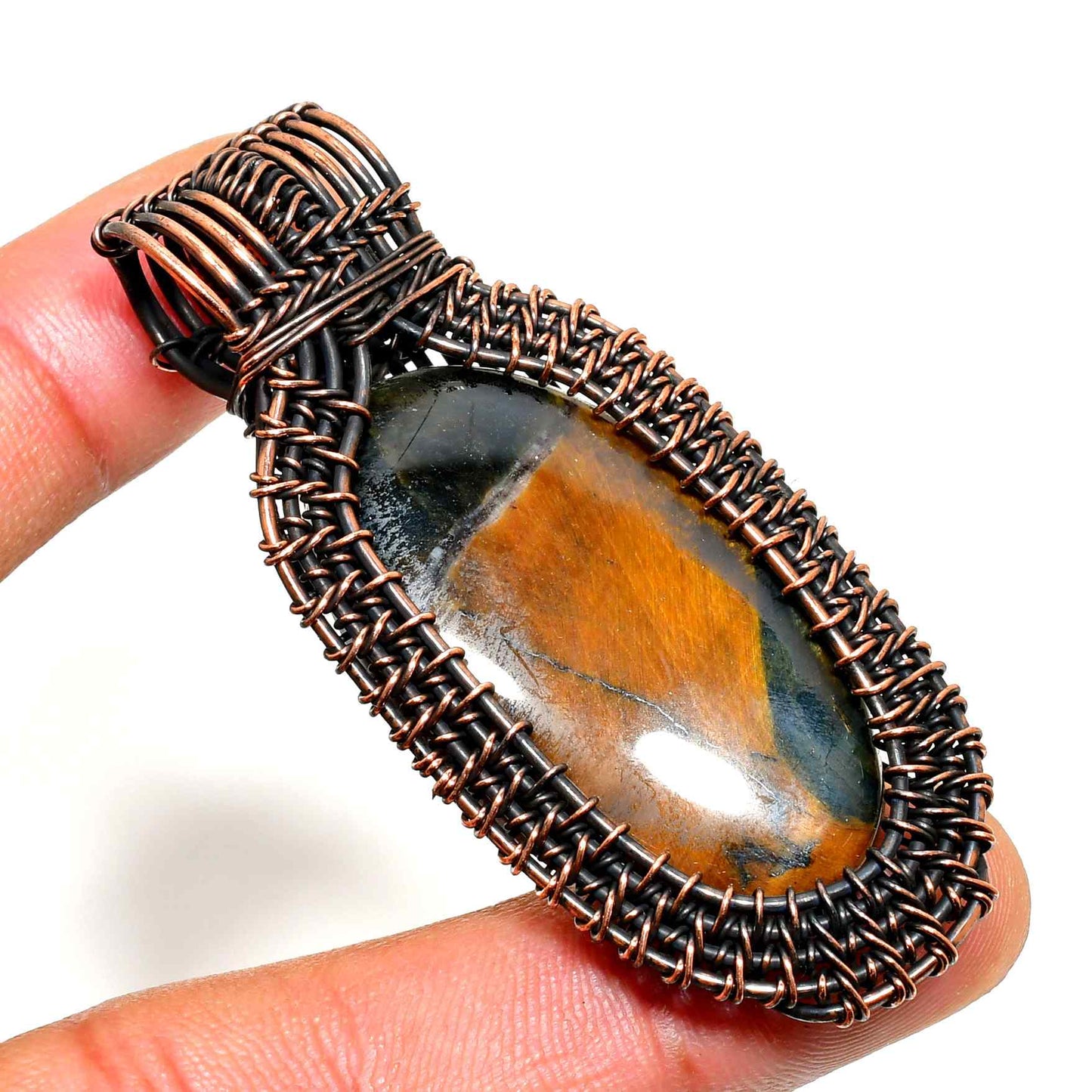 Earth’s Embrace – Tiger’s Eye Copper Pendant