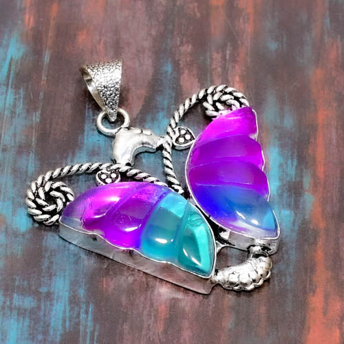 Butterfly Dream – Multicolor Resin & Sterling Silver Pendant