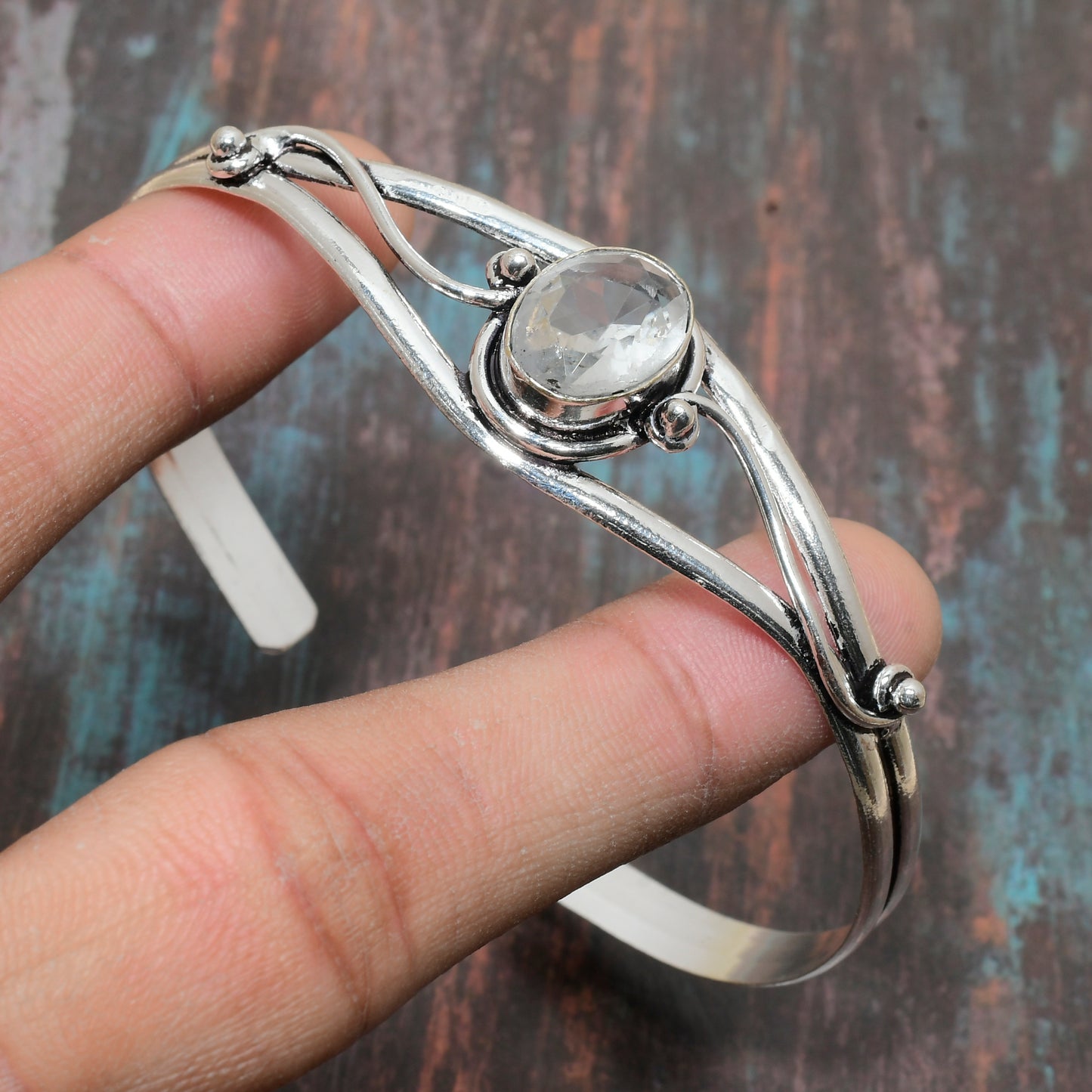 Luna’s Harmony Cuff – Silver Moonstone Bracelet