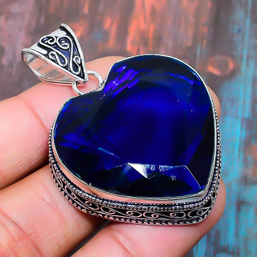 Ocean’s Heart – Blue Gemstone Sterling Silver Pendant