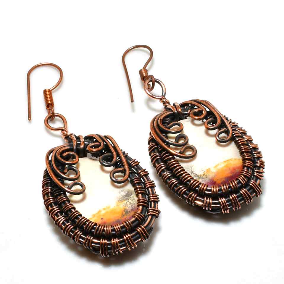 Rustic Resonance – Agate Copper Earrings