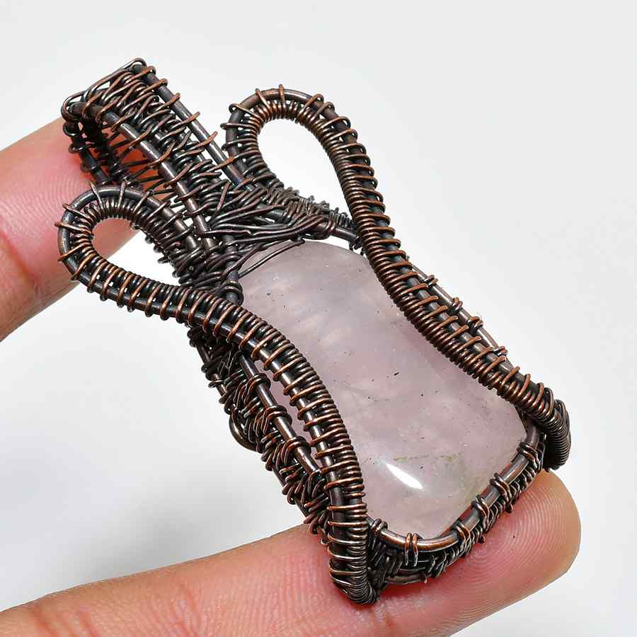 Ezra’s Veil – Rose Quartz Copper Pendant