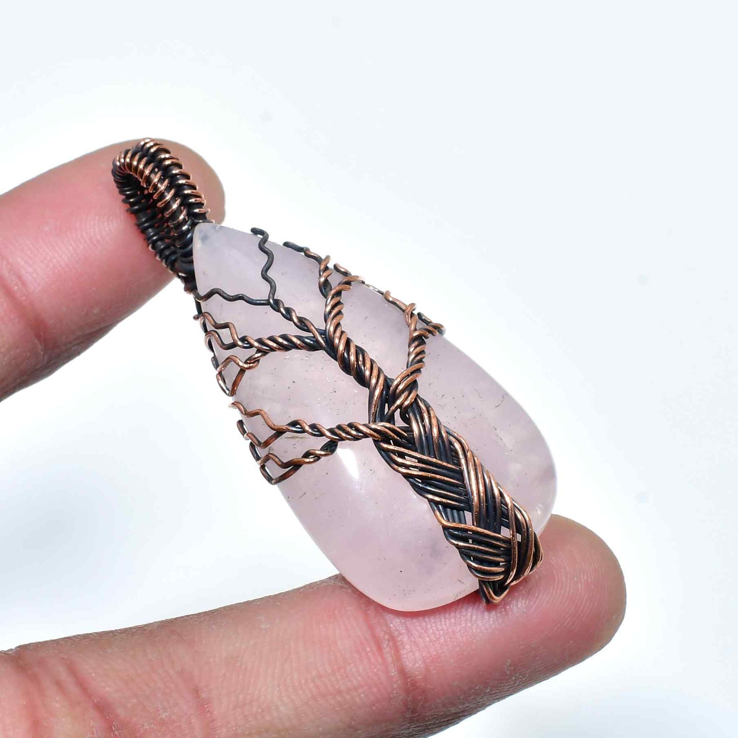 Harmony's Heart – Rose Quartz Copper Tree Pendant