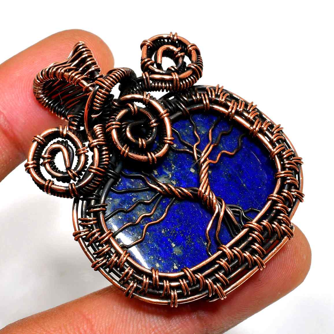 Aurelia’s Arbor – Lapis Lazuli Copper Pendant