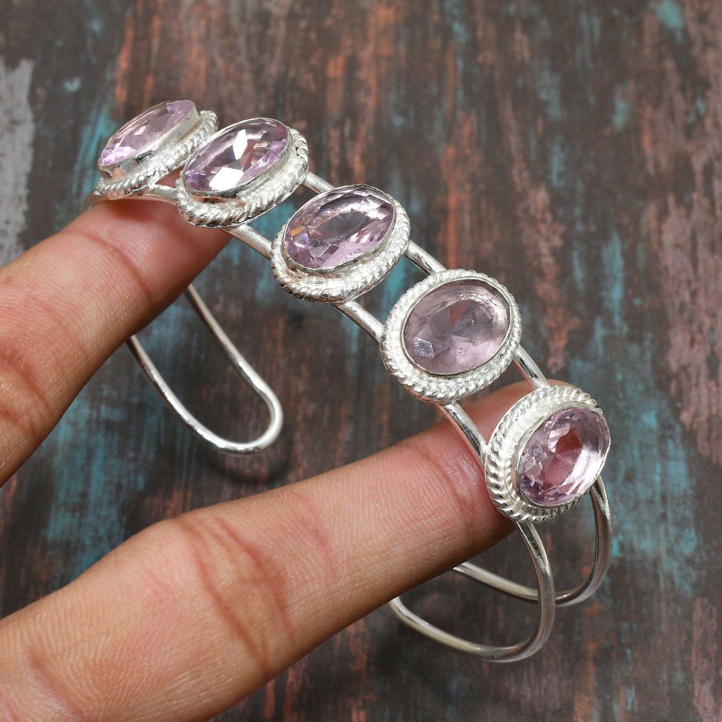 Aurora Rose – Silver Aura Quartz Cuff