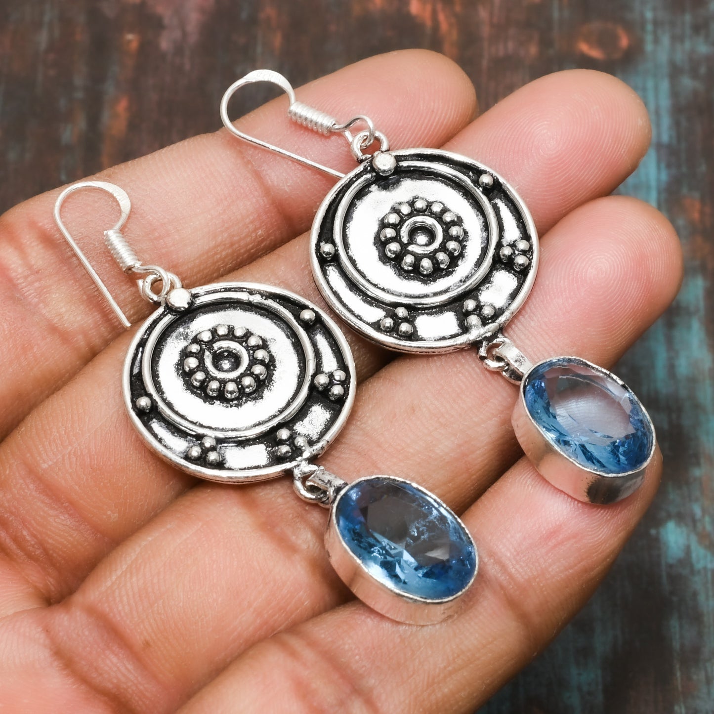 Celestial Harmony – Blue Topaz Sterling Silver Earrings