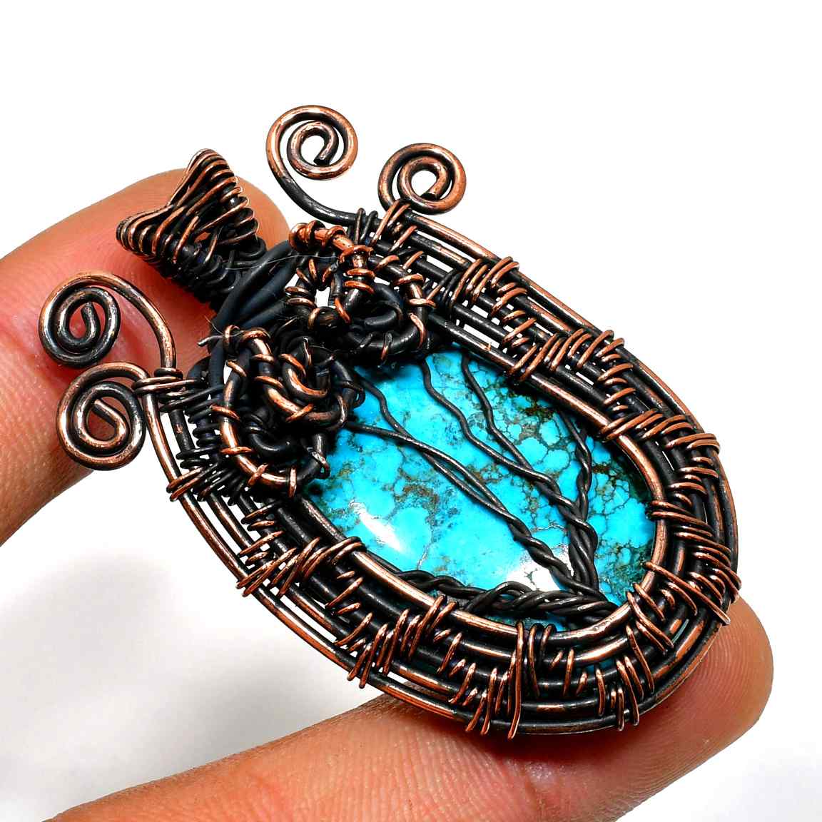Tranquil Embrace – Turquoise & Copper Pendant