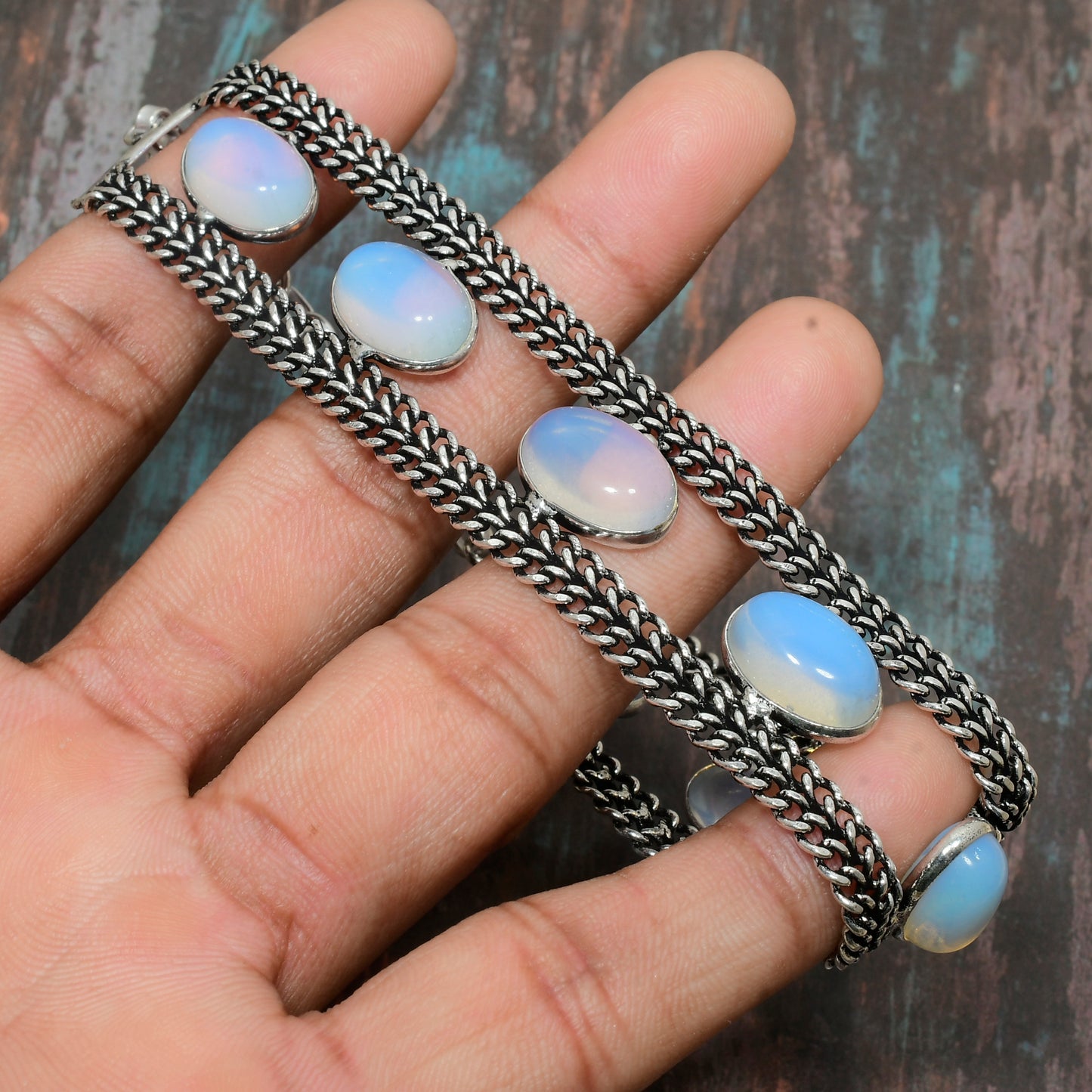 Ember’s Glow – Moonstone & Sterling Silver Bracelet