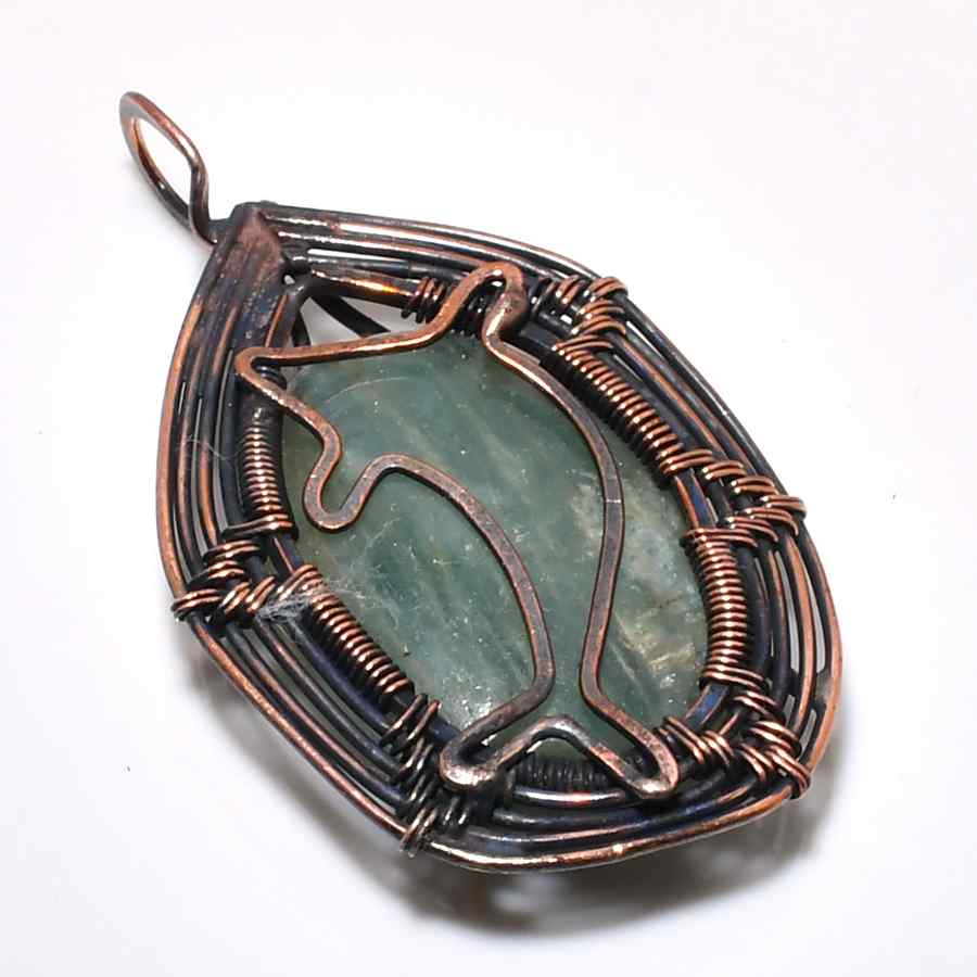Dolphin’s Serenade – Aquamarine & Vintage Copper Pendant