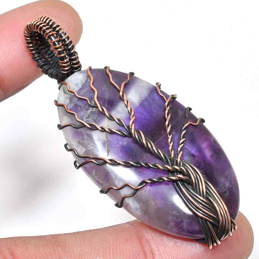 Ezra’s Veil – Hand-Wrapped Amethyst & Oxidized Copper Pendant