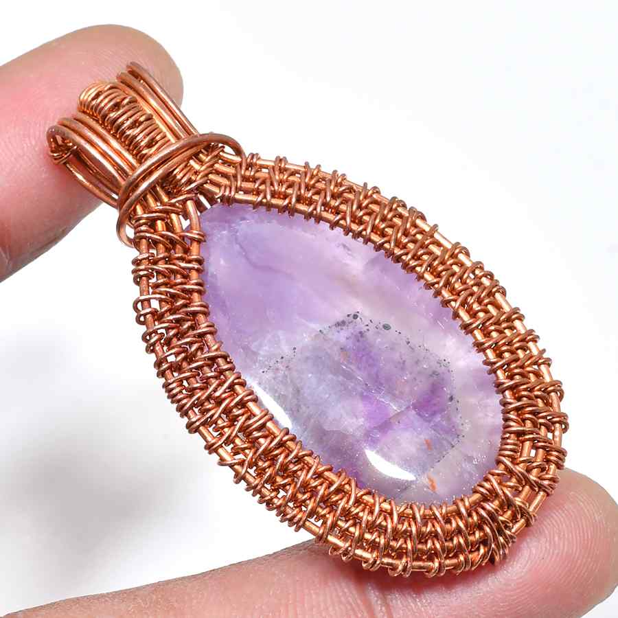 Ezra’s Veil – Oxidized Copper Amethyst Pendant