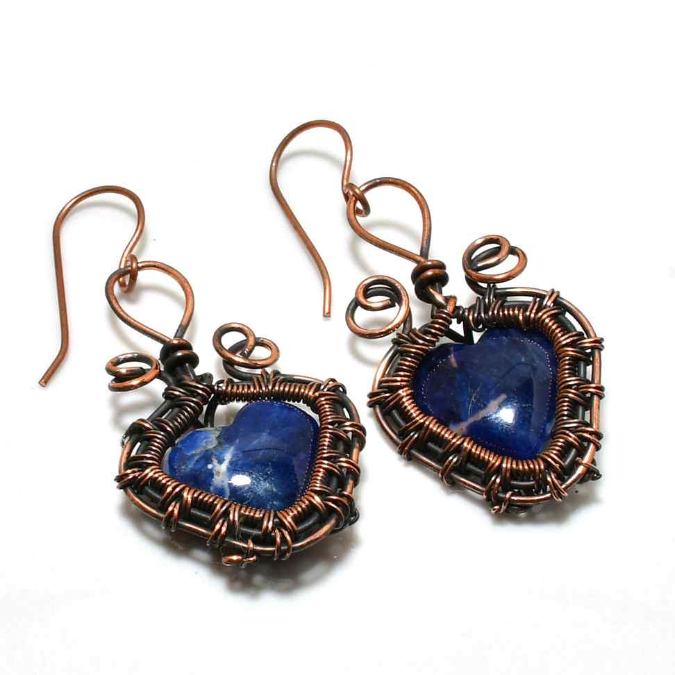 Selene’s Heart – Sapphire Copper Earrings