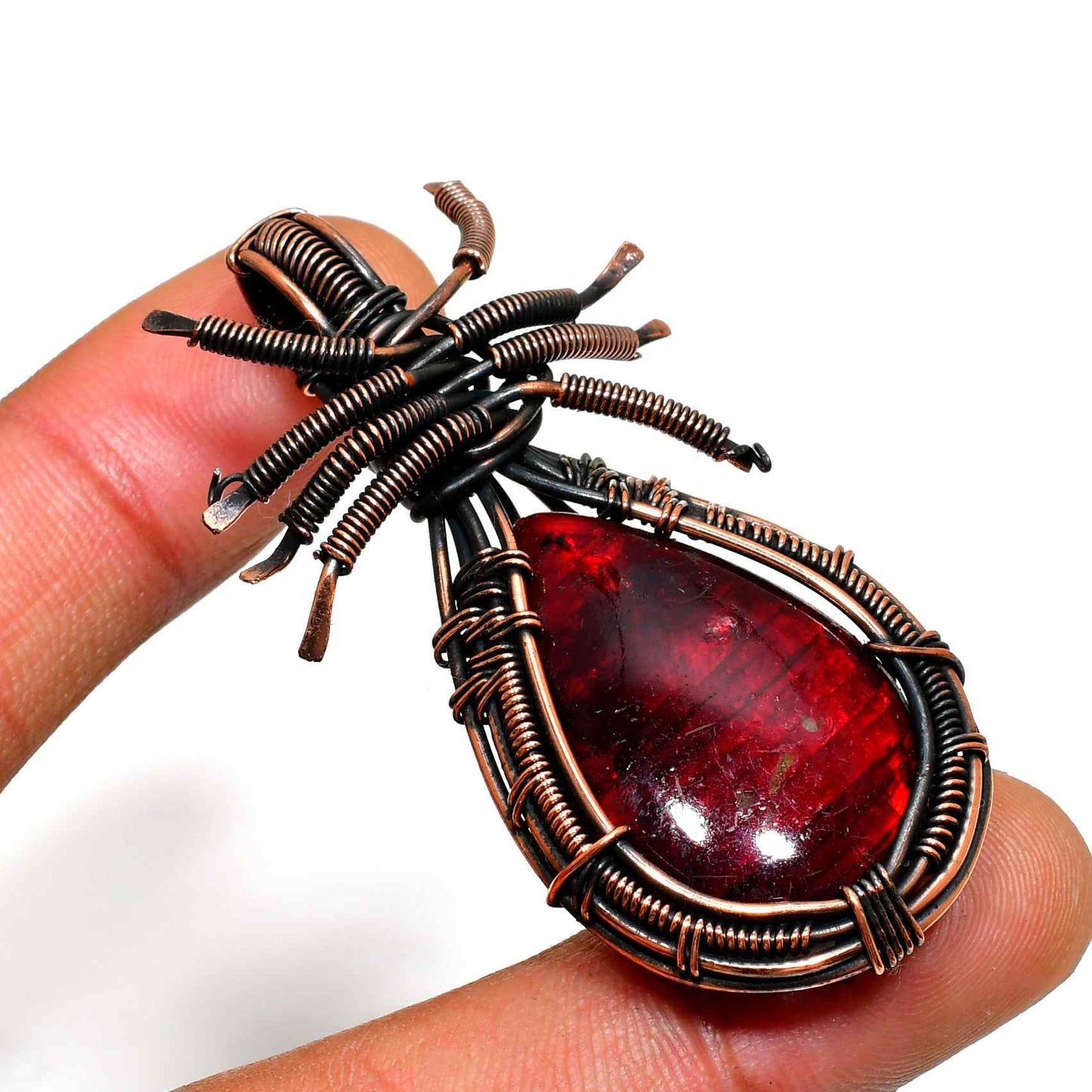 Crimson Ember – Garnet & Oxidized Copper Pendant