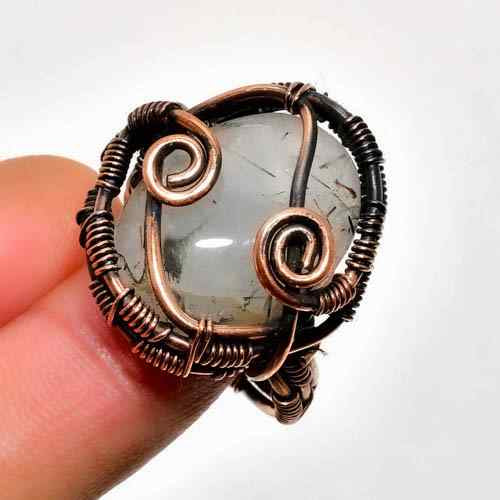 Luna’s Harmony – Oxidized Copper Moonstone Ring