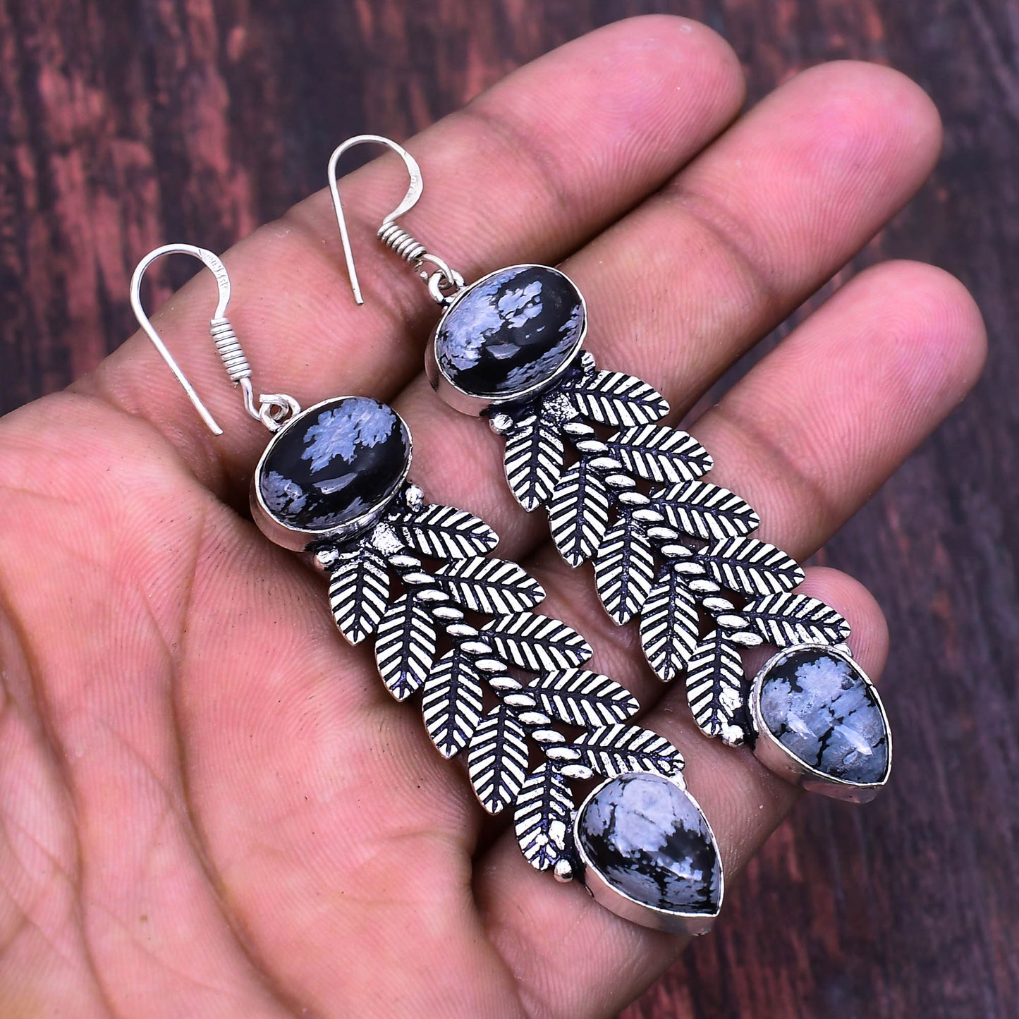 Midnight Leaf – Black Tourmaline & Sterling Silver Earrings