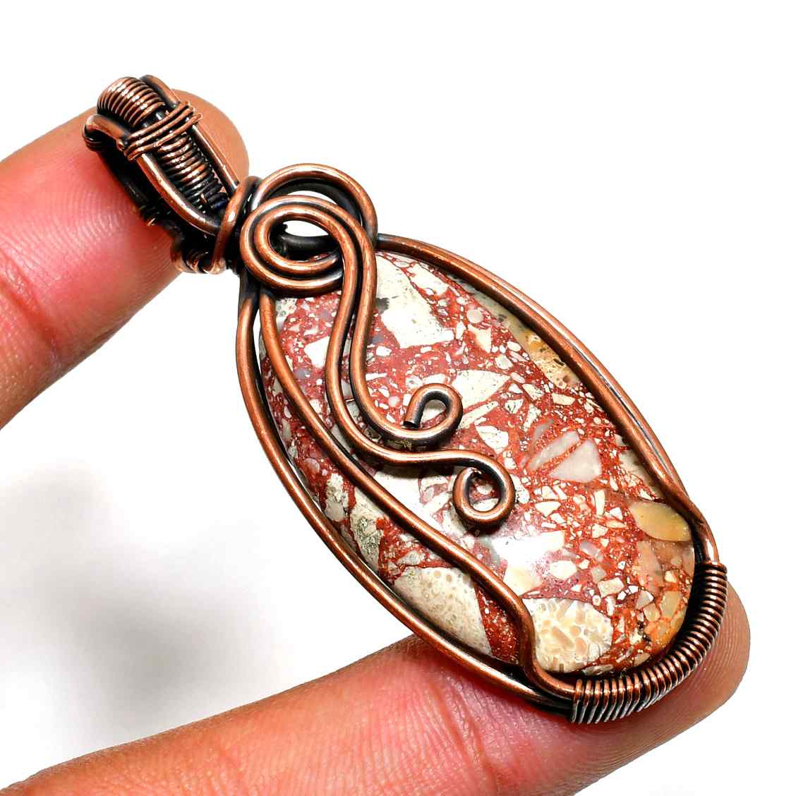 Terra’s Flame – Red Jasper Copper Pendant