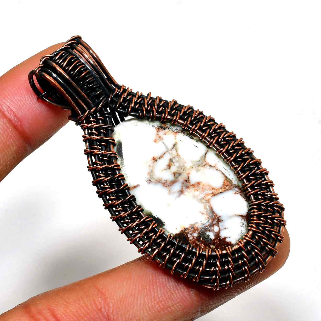 Serenity’s Embrace – Copper-Wrapped Stone Pendant