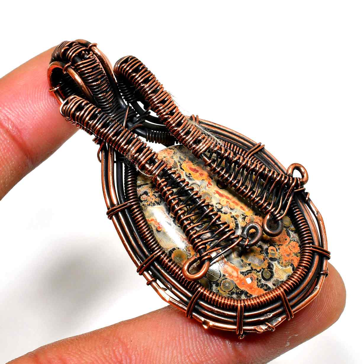 Gaia’s Embrace – Copper-Wrapped Natural Stone Pendant