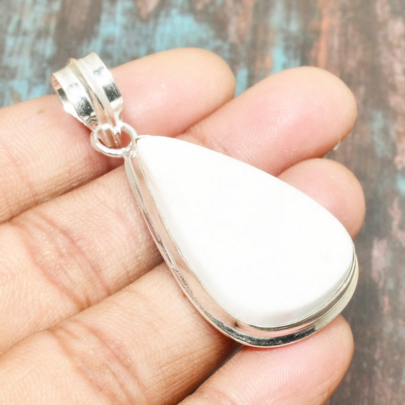Serenity’s Embrace – White Jade & Sterling Silver Pendant
