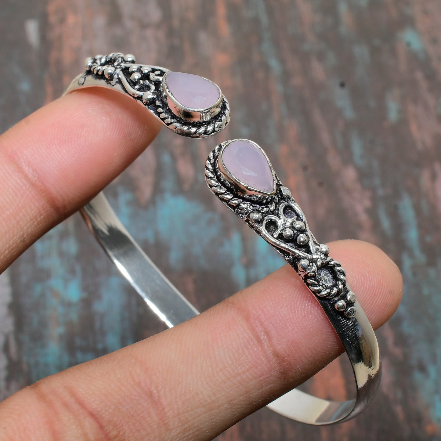 Serene Bloom – Rose Quartz & Sterling Silver Bracelet