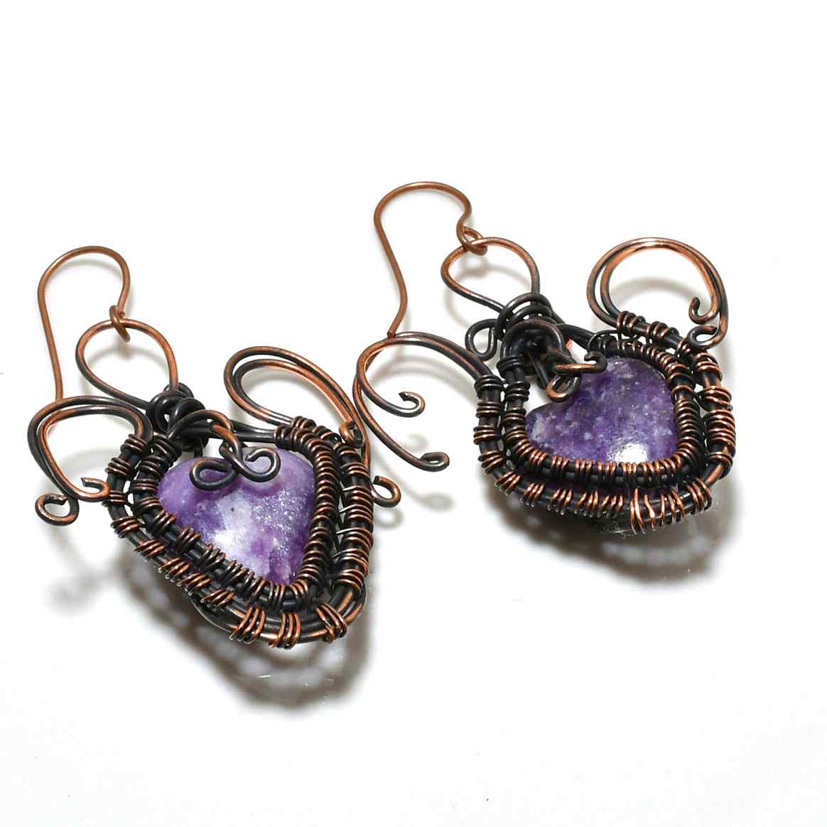 Celestial Calm – Amethyst Copper Earrings