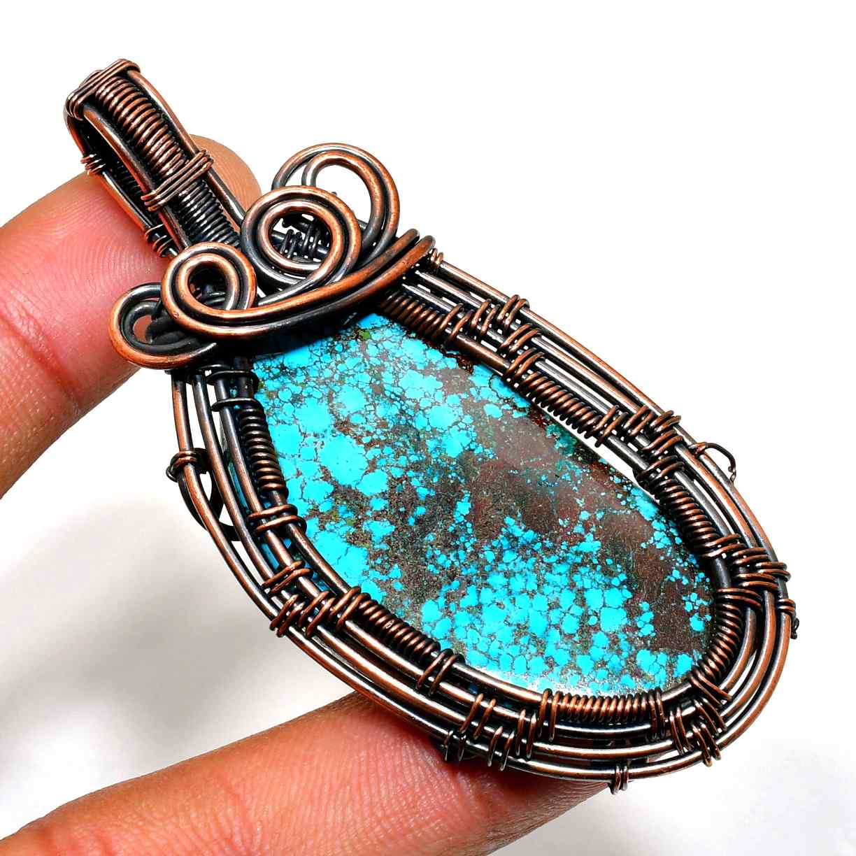 Turquoise Serenity – Copper Wire Wrapped Pendant