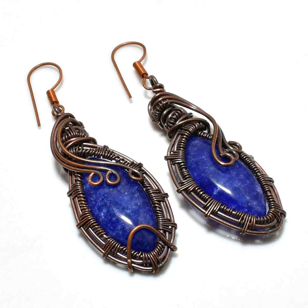 Azure Wisdom – Lapis Lazuli & Oxidized Copper Earrings