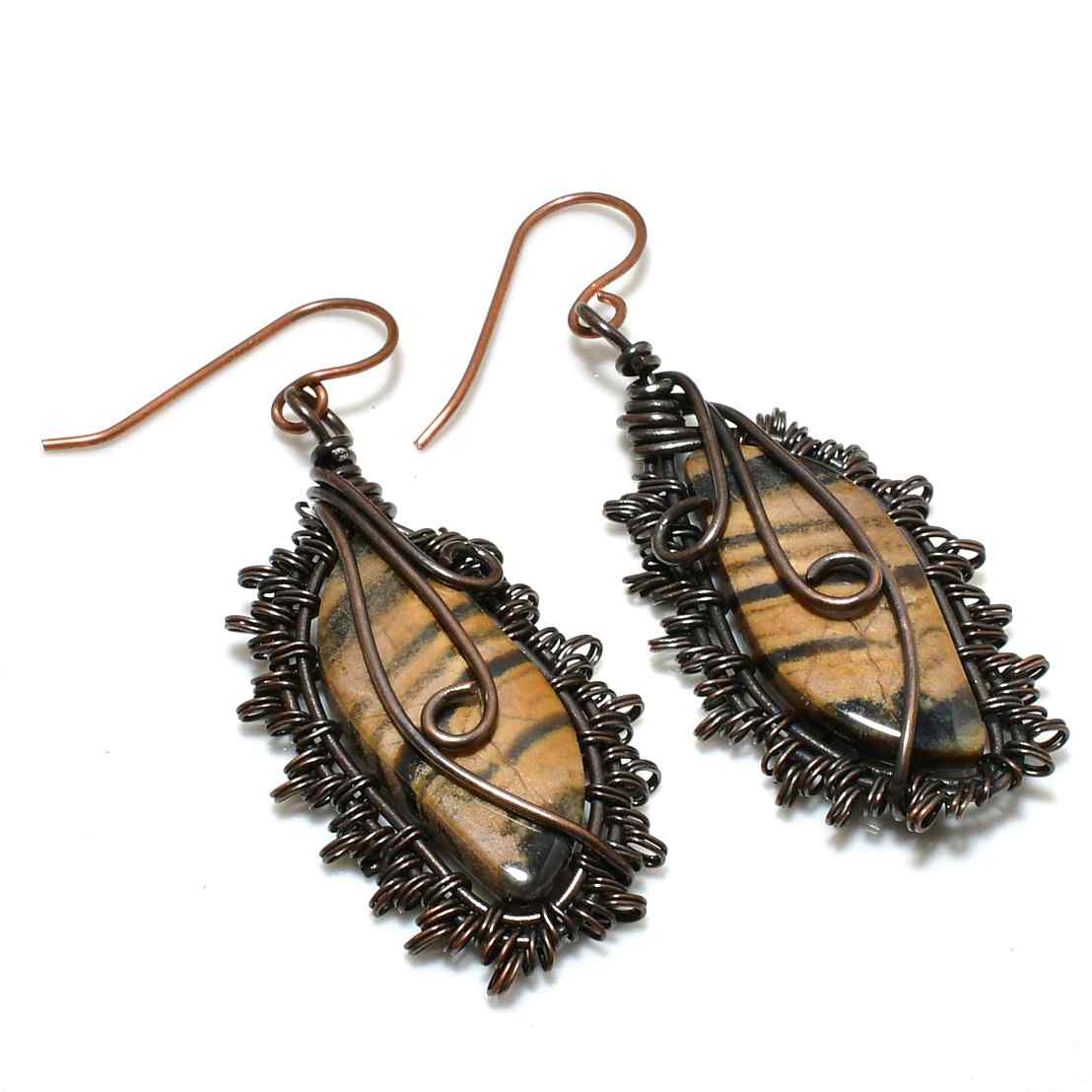 Terra’s Gaze – Tiger Eye Copper Earrings