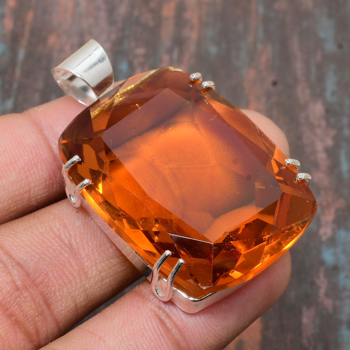 Amber Essence – Faceted Amber & Sterling Silver Pendant